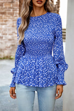 Load image into Gallery viewer, Round Neck Flounce Sleeve Peplum Top
