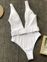 Load image into Gallery viewer, Plunge Wide Strap Sleeveless One-Piece Swimwear
