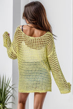 Load image into Gallery viewer, Openwork Round Neck Dropped Shoulder Knit Top
