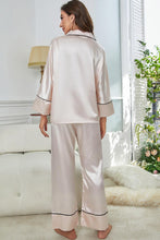 Load image into Gallery viewer, Contrast Piping Button-Up Top and Pants Pajama Set
