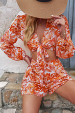 Load image into Gallery viewer, Printed Long Sleeve Cropped Top and Shorts Set
