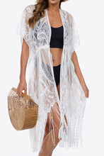 Load image into Gallery viewer, Fringe Trim Lace Cover-Up Dress

