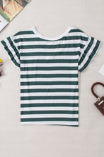 Load image into Gallery viewer, Striped V-Neck Flounce Sleeve Top

