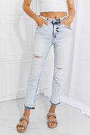 DIBS 3333 RISEN Full Size Camille Acid Wash Crop Straight Jeans
