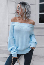 Load image into Gallery viewer, Off-Shoulder Ribbed Long Sleeve Pullover Sweater
