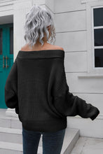 Load image into Gallery viewer, Off-Shoulder Ribbed Long Sleeve Pullover Sweater

