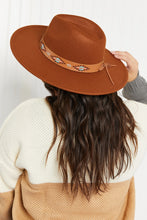 Load image into Gallery viewer, Fame Wanderlust Geometric Print Strap Fedora
