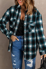 Load image into Gallery viewer, Plaid Curved Hem Button Down Shirt Jacket
