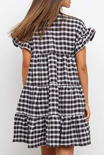 Load image into Gallery viewer, Ruffled Plaid Tiered Swing Dress
