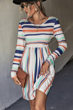 Load image into Gallery viewer, Striped Round Neck Long Sleeve Tee Dress
