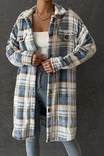 Load image into Gallery viewer, Plaid Button-Up Brushed Longline Collared Coat
