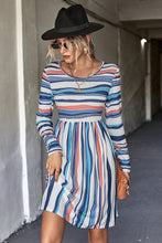 Load image into Gallery viewer, Striped Round Neck Long Sleeve Tee Dress
