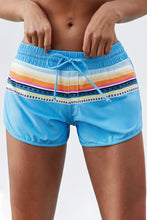 Load image into Gallery viewer, Striped Drawstring Elastic Board Shorts
