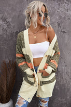 Load image into Gallery viewer, Striped Button Down Longline Cardigan with Pockets
