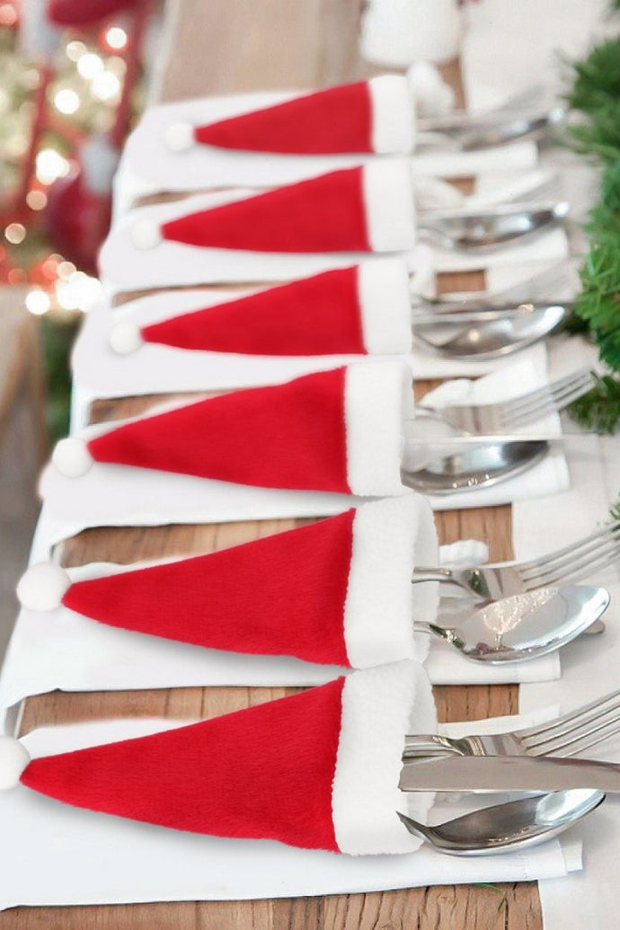 10-Pack Christmas Hat Shaped Cutlery Covers