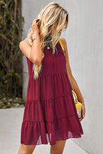 Load image into Gallery viewer, Tie Back Ruffle Collar Tiered Dress
