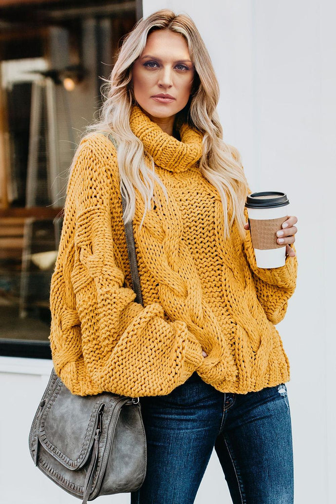 Solid Long Sleeve Turtle Neck Sweater