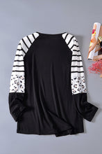 Load image into Gallery viewer, Leopard Panel Striped Raglan Sleeve Top
