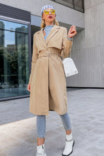 Load image into Gallery viewer, Lapel Collar Belted Trench Coat with Pockets
