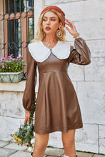 Load image into Gallery viewer, PU Leather Statement Collar Dress

