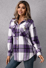 Load image into Gallery viewer, Plaid Pocketed Button Down Shirt Jacket
