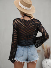 Load image into Gallery viewer, Openwork Flare Sleeve Cropped Cover Up
