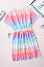 Load image into Gallery viewer, Color Block Drawstring T-Shirt Dress
