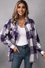 Load image into Gallery viewer, Plaid Pocketed Button Down Shirt Jacket
