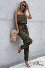 Load image into Gallery viewer, Tie Waist Off-Shoulder Jumpsuit with Cargo Pockets
