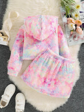 Load image into Gallery viewer, Girls Tie-Dye Unicorn Hoodie and Skirt Set

