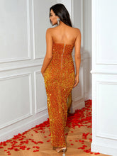 Load image into Gallery viewer, Sequin Strapless Plunge Split Dress
