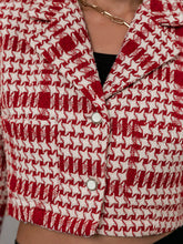 Load image into Gallery viewer, Patterned Button Front Cropped Blazer
